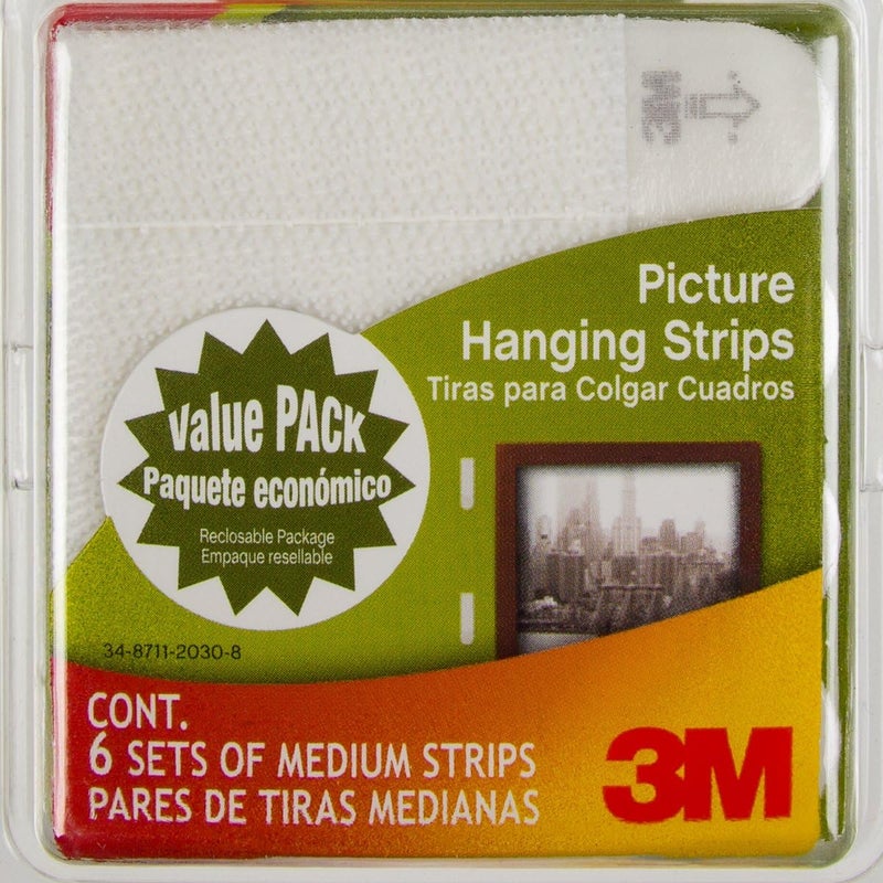 Command 3M 12ct Pack Picture & Frame Hanging Strips Sets Medium Size White Damage-Free - Image 2